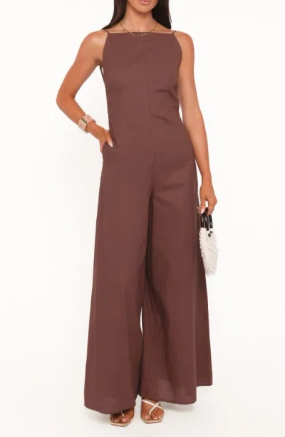 Petal And Pup Petal & Pup Ophilia Open Back Jumpsuit In Brown