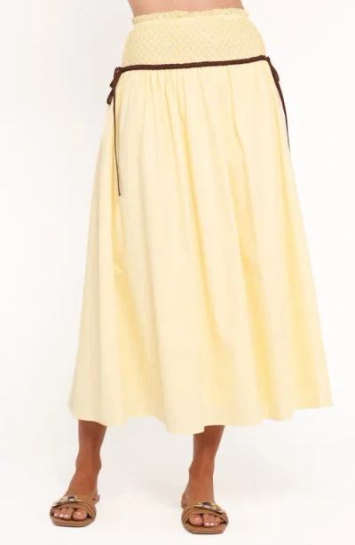 Petal And Pup Petal & Pup Orielle Smocked Waist Cotton Midi Skirt In Yellow