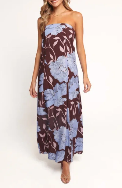 Petal And Pup Petal & Pup Ottavia Floral Strapless Maxi Dress In Blue
