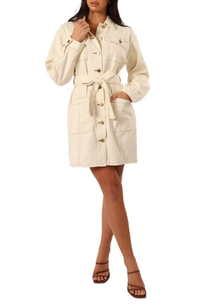 Petal And Pup Petal & Pup Otto Long Sleeve Denim Mini Shirtdress In Brown