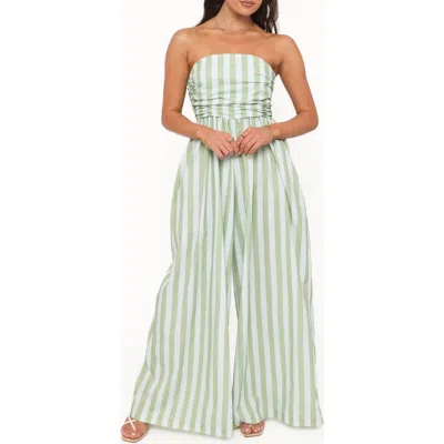 Petal And Pup Petal & Pup Paige Stripe Strapless Jumpsuit In Green