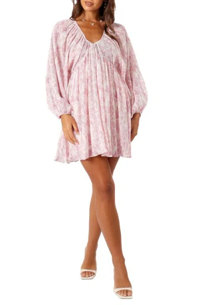 Petal And Pup Petal & Pup Paris Floral Textured Long Sleeve Minidress In Pink