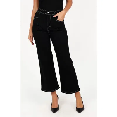 Petal And Pup Petal & Pup Parson Topstitch Detail Crop Wide Leg Pants In Black