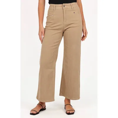 Petal And Pup Petal & Pup Parson Topstitch Detail Crop Wide Leg Pants In Brown