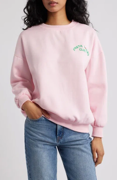 Petal And Pup Petal & Pup Pasta Lovers Club Cotton Sweatshirt In Pink