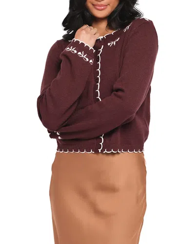 Petal And Pup Payton Bow Scallop Cardigan In Burgundy