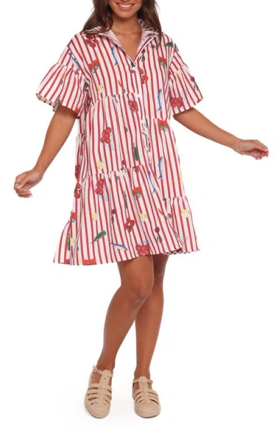 Petal And Pup Petal & Pup Peachy Tiered Shirtdress In Multi