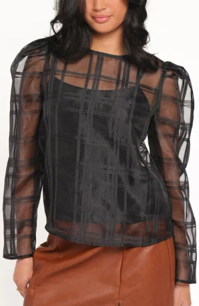 Petal And Pup Petal & Pup Peony Sheer Long Sleeve Shirt In Black