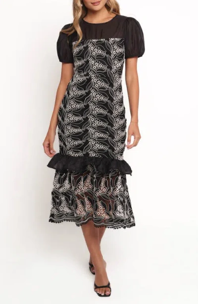 Petal And Pup Petal & Pup Peyton Puff Sleeve Midi Dress In Black