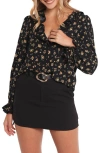 Petal And Pup Petal & Pup Polli Floral Ruffle Top In Black