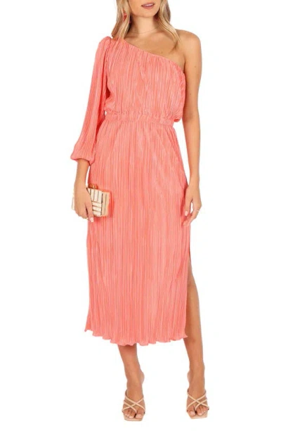 Petal And Pup Petal & Pup Pontee Pleated One-shoulder Midi Dress In Pink