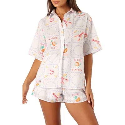 Petal And Pup Petal & Pup Portofino Tutti Print Camp Shirt & Shorts Set In Multi