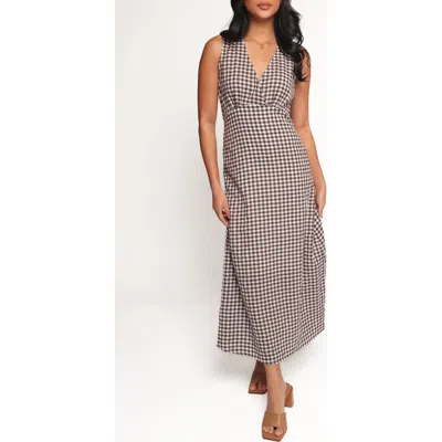 Petal And Pup Petal & Pup Queenie Check Sleeveless Midi Dress In Gray