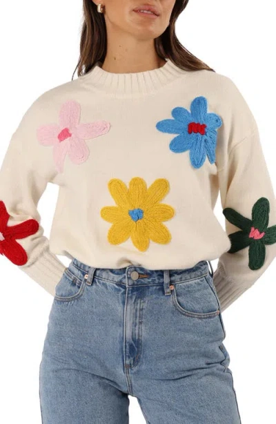 Petal And Pup Petal & Pup Raelynn Embroidered Flower Sweater In Multi