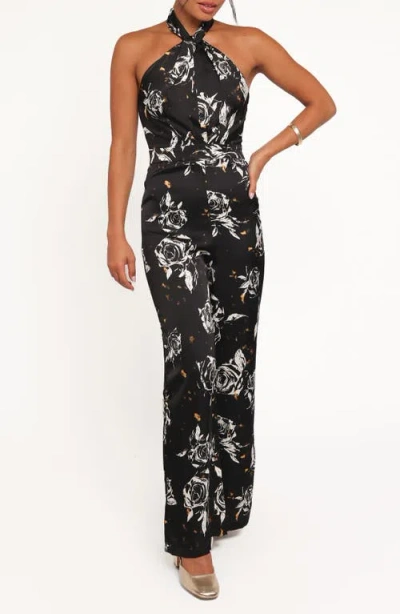 Petal And Pup Petal & Pup Raelynn Floral Halter Jumpsuit In Black