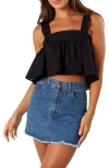 Petal And Pup Petal & Pup Raye Ruffle Strap Crop Sleeveless Top In Black