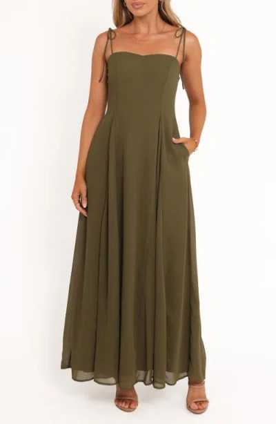 Petal And Pup Petal & Pup Rayna Tie Strap Maxi Dress In Green