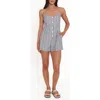 Petal And Pup Petal & Pup Reesa Stripe Button Front Cotton Romper In Blue