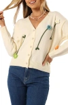 Petal And Pup Petal & Pup Reign Flower Embellished Cardigan In Neutral
