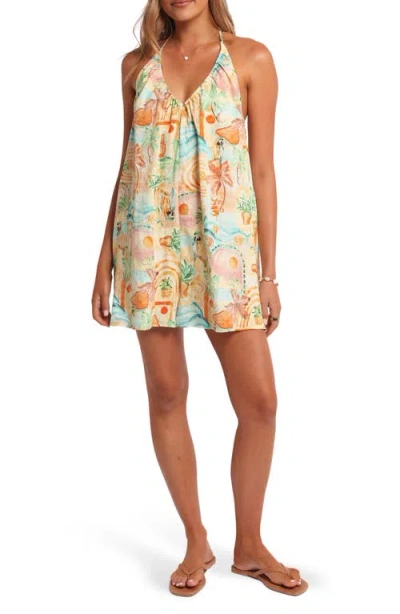 Petal And Pup Petal & Pup Renata Open Back Cotton Blend Halter Romper In Gold