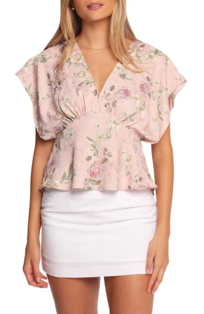 Petal And Pup Petal & Pup Ricki Floral Empire Waist Satin Top In Pink