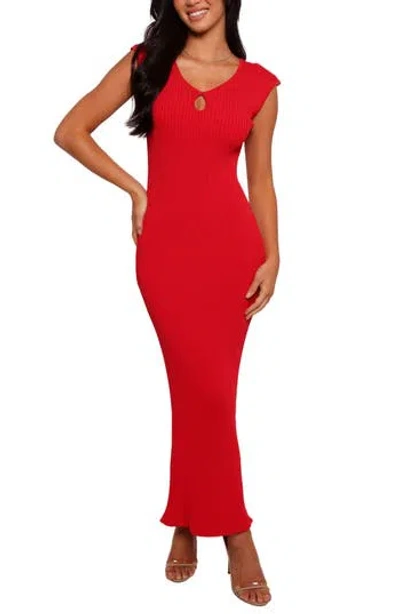 Petal And Pup Petal & Pup Robin Keyhole Rib Maxi Sweater Dress In Red