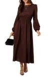 Petal And Pup Petal & Pup Roman Long Sleeve Maxi Dress In Brown