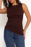 Petal And Pup Petal & Pup Romy Ruched Asymmetric Tank In Burgundy