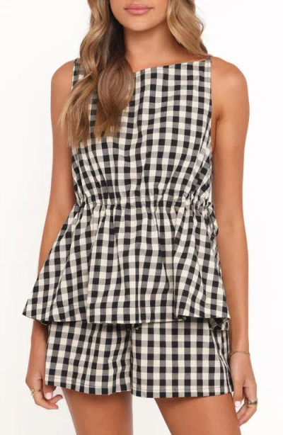 Petal And Pup Petal & Pup Rory Gingham Cotton Peplum Tank In Black