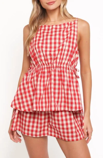 Petal And Pup Petal & Pup Rory Gingham Cotton Peplum Tank In Multi