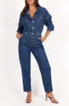 Petal And Pup Petal & Pup Rosa Long Sleeve Denim Jumpsuit In Blue