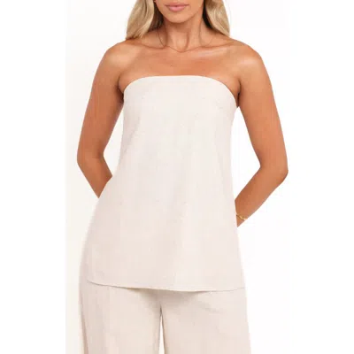 Petal And Pup Petal & Pup Rosemarie Strapless Longline Linen Blend Top In Neutral