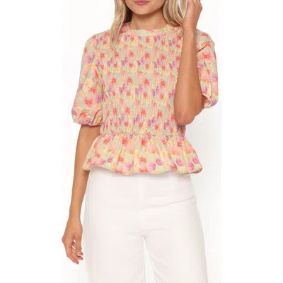 Petal And Pup Petal & Pup Ross Smocked Cotton Top In Neutral