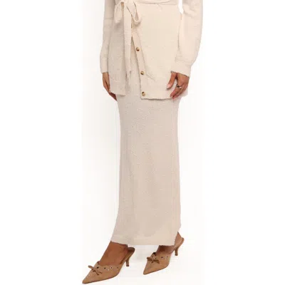 Petal And Pup Petal & Pup Rowee Bouclé Midi Sweater Skirt In White