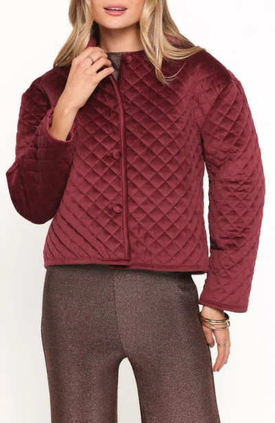 Petal And Pup Petal & Pup Roxanna Quilted Velvet Jacket In Burgundy