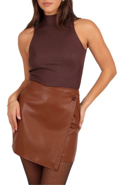 Petal And Pup Petal & Pup Runie Mock Neck Sleeveless Rib Top In Brown