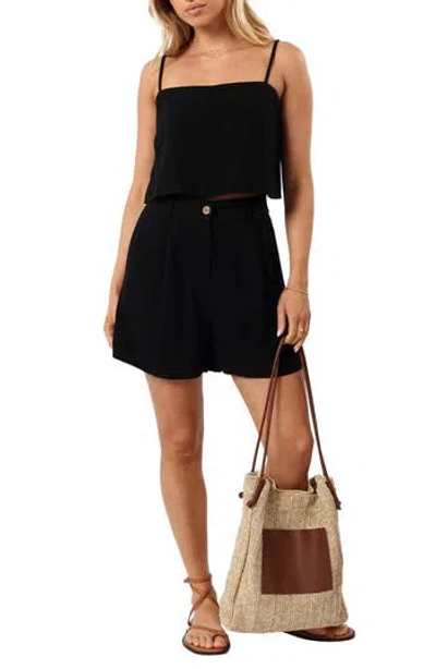 Petal And Pup Petal & Pup Ryan Linen Camisole & Shorts Set In Black