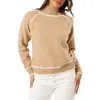 Petal And Pup Petal & Pup Rylee Contrast Trim Mock Neck Sweater In Brown