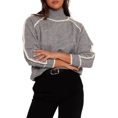 Petal And Pup Petal & Pup Rylee Contrast Trim Mock Neck Sweater In Gray