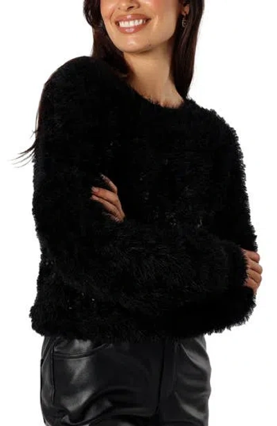Petal And Pup Petal & Pup Sabrina Faux Fur Sweater In Black
