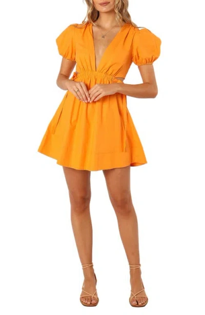 Petal And Pup Petal & Pup Sachie Puff Sleeve Cutout Minidress In Orange