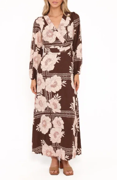 Petal And Pup Petal & Pup Safia Faux Wrap Midi Dress In Brown