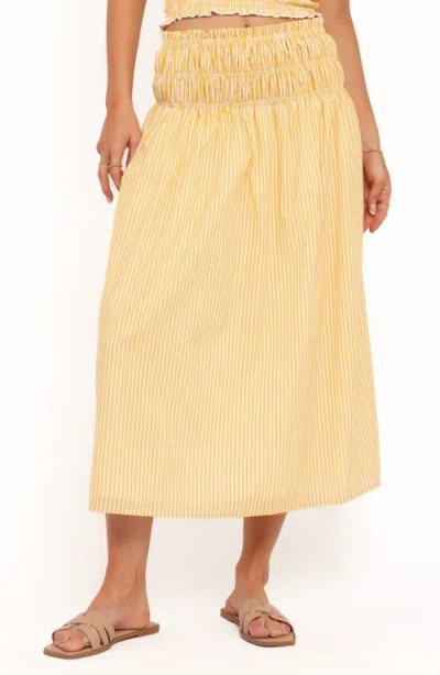Petal And Pup Petal & Pup Salome Stripe Cotton Maxi Skirt In Yellow