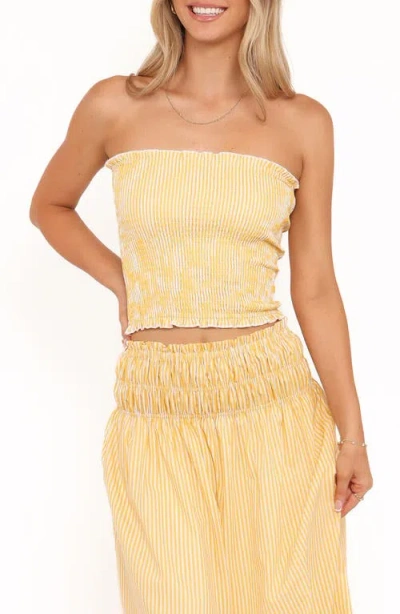 Petal And Pup Petal & Pup Salome Stripe Smocked Cotton Tube Top In Yellow