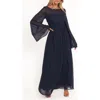 Petal And Pup Petal & Pup Samara Long Sleeve Maxi Dress In Blue