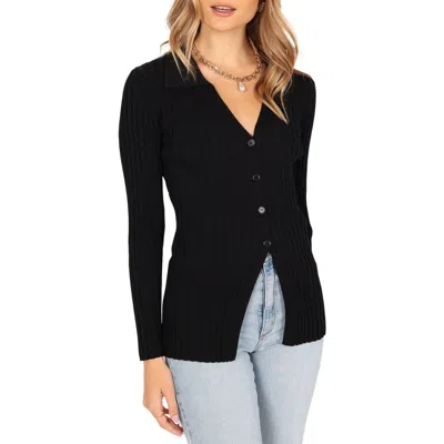 Petal And Pup Petal & Pup Samara Rib Cardigan In Black