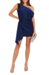 Petal And Pup Petal & Pup Santiago One-shoulder Shimmer Knit Minidress In Blue