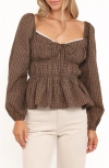 Petal And Pup Petal & Pup Saphia Check Peplum Top In Brown