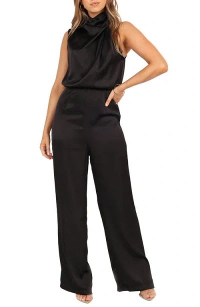 Petal And Pup Petal & Pup Brinley Cowl Neck Satin Jumpsuit In Black