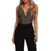 Petal And Pup Petal & Pup Savannah Plunge Neck Shimmer Bodysuit In Gold